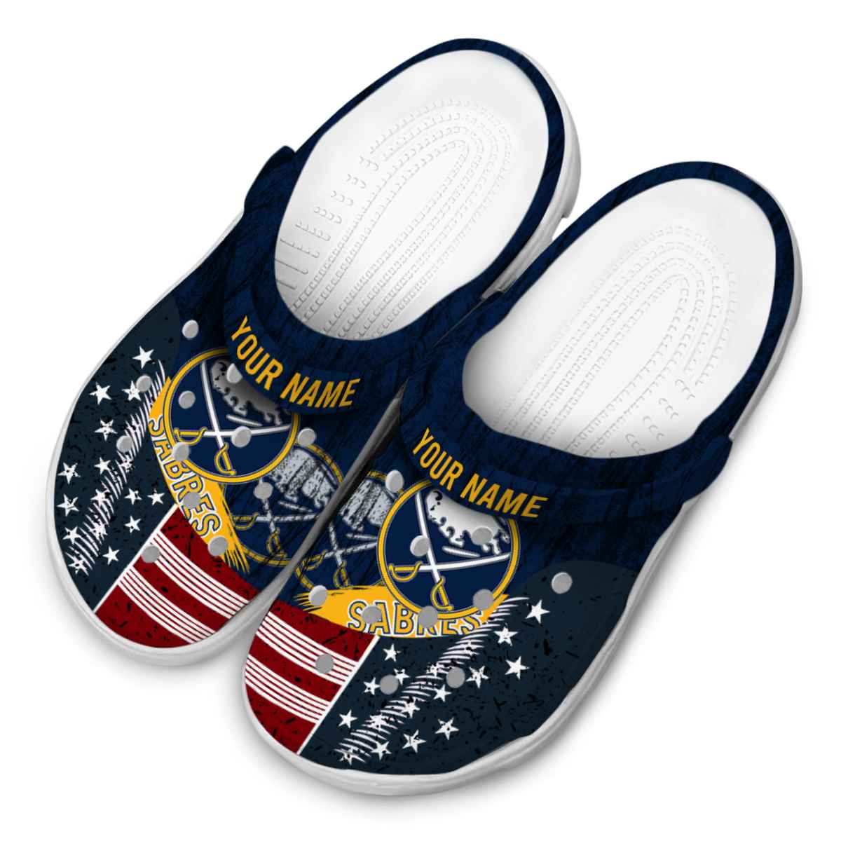 Merchidea Buffalo Sabres NHL Sport Crocs Crocband Clogs Shoes Comfortable For Men Women and Kids
