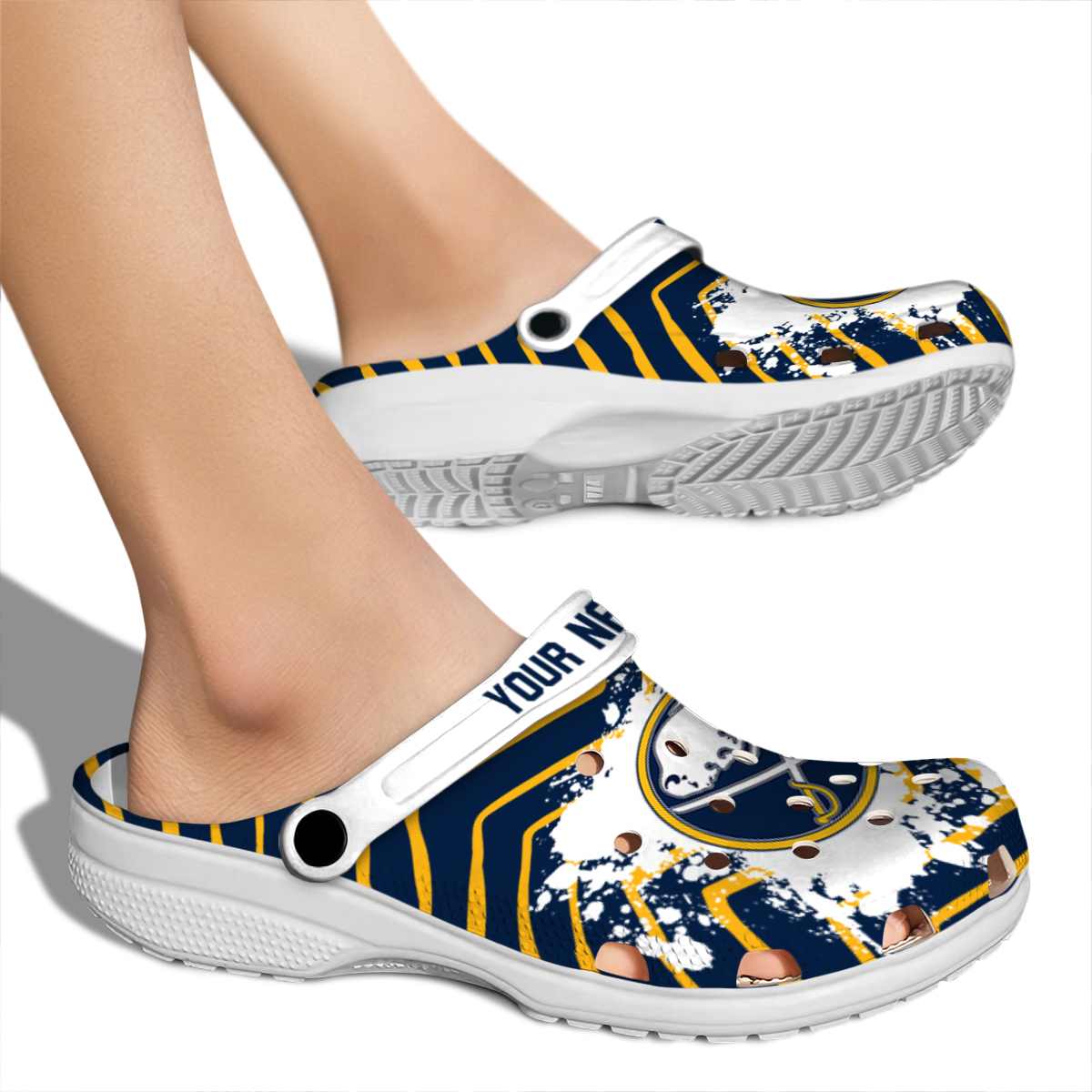 Merchidea Buffalo Sabres NHL Sport Crocs Crocband Clogs Shoes Comfortable For Men Women and Kids
