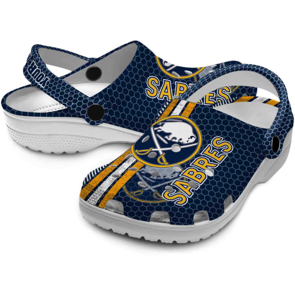 Merchidea Buffalo Sabres NHL Sport Crocs Crocband Clogs Shoes Comfortable For Men Women and Kids
