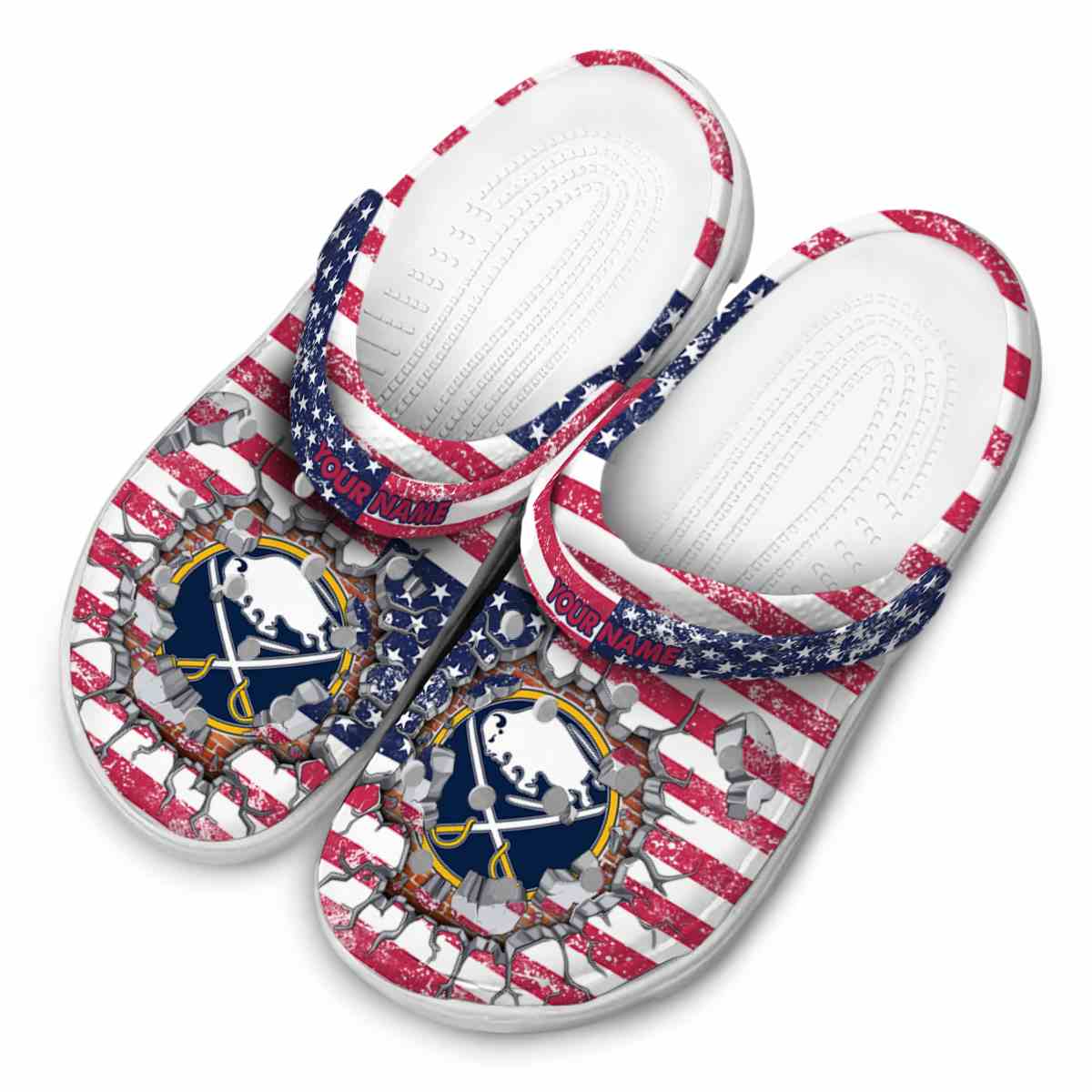 Merchidea Buffalo Sabres NHL Sport Crocs Crocband Clogs Shoes Comfortable For Men Women and Kids