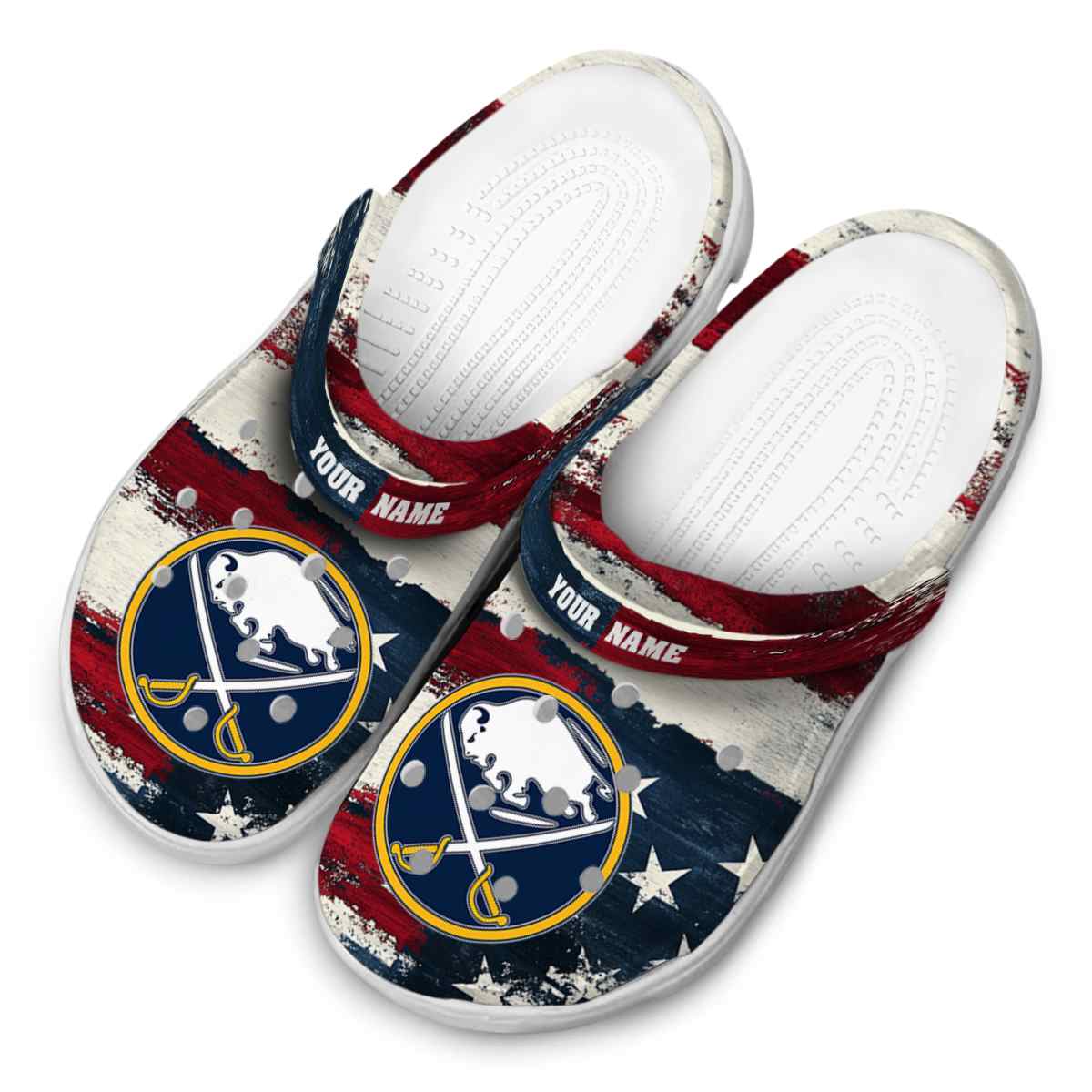 Merchidea Buffalo Sabres NHL Sport Crocs Crocband Clogs Shoes Comfortable For Men Women and Kids