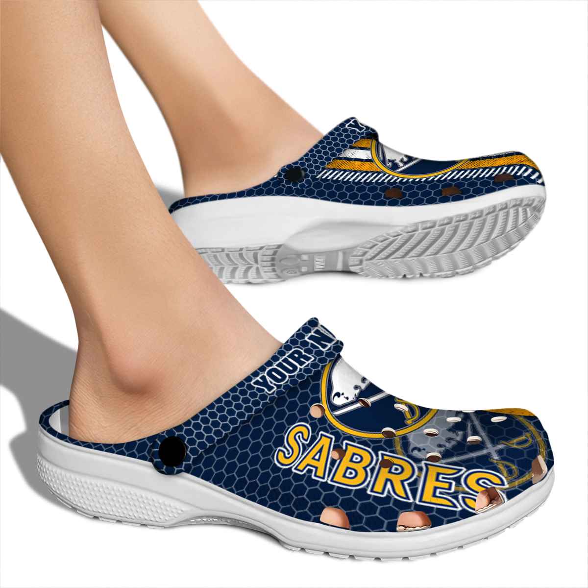 Merchidea Buffalo Sabres NHL Sport Crocs Crocband Clogs Shoes Comfortable For Men Women and Kids