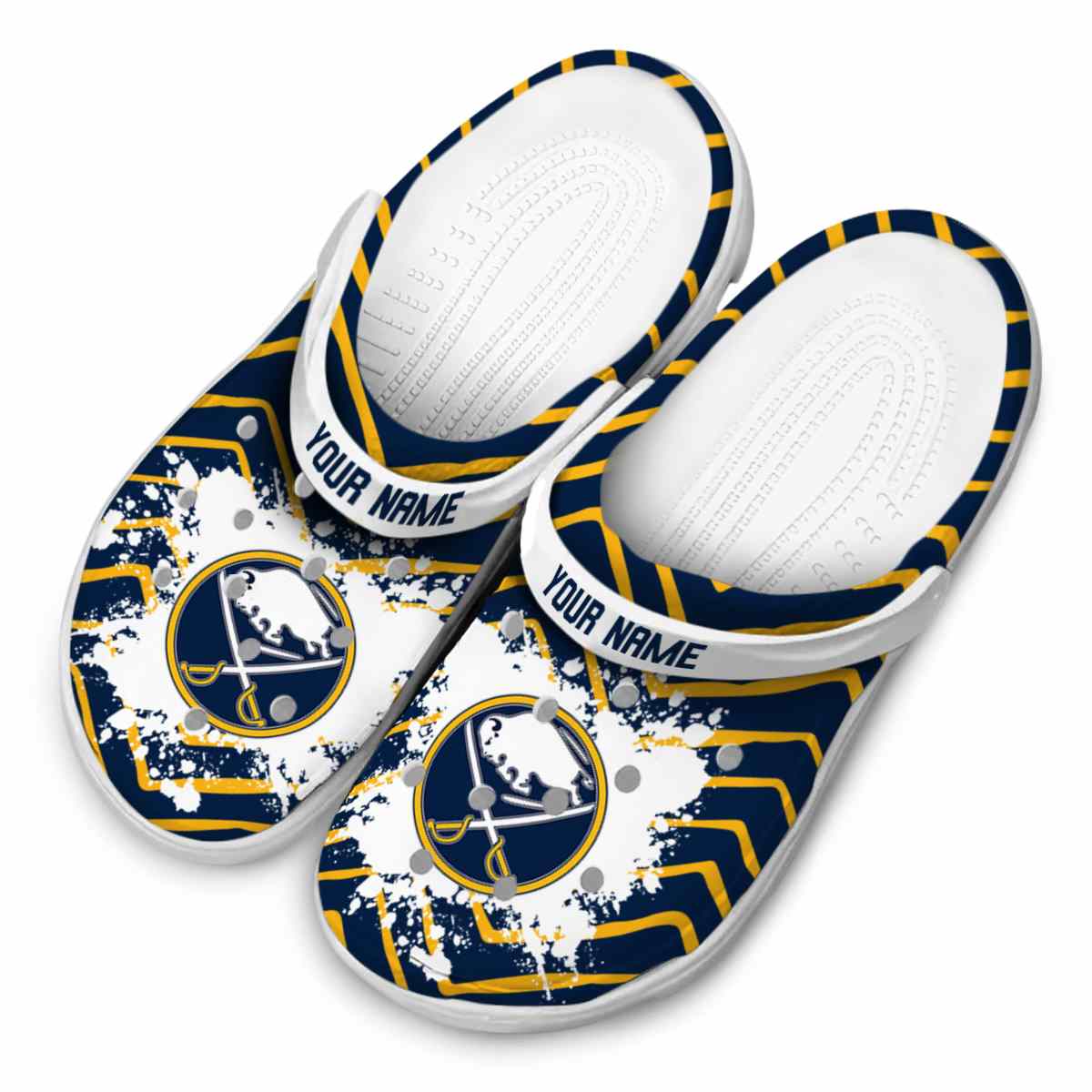 Merchidea Buffalo Sabres NHL Sport Crocs Crocband Clogs Shoes Comfortable For Men Women and Kids