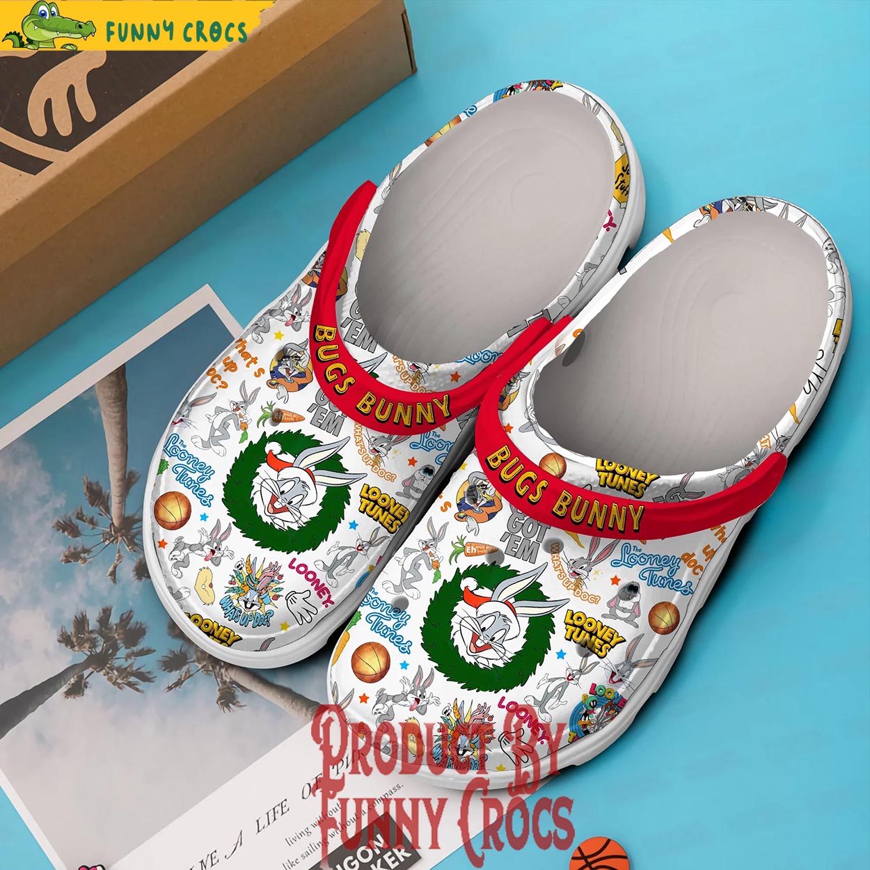 Merchidea Bugs Bunny Cartoon Christmas Crocs Crocband Clogs Shoes Comfortable For Men Women and Kids