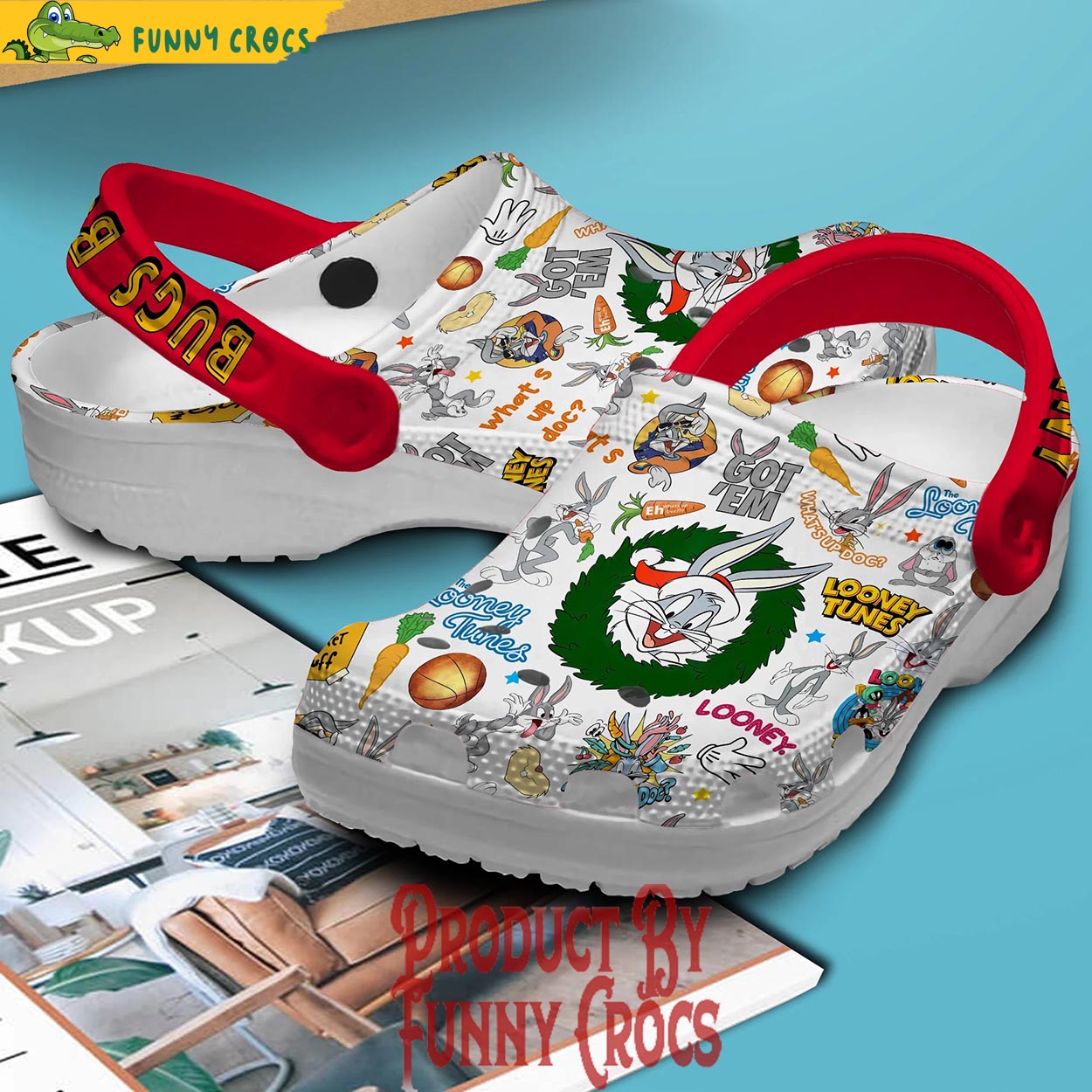 Merchidea Bugs Bunny Cartoon Christmas Crocs Crocband Clogs Shoes Comfortable For Men Women and Kids