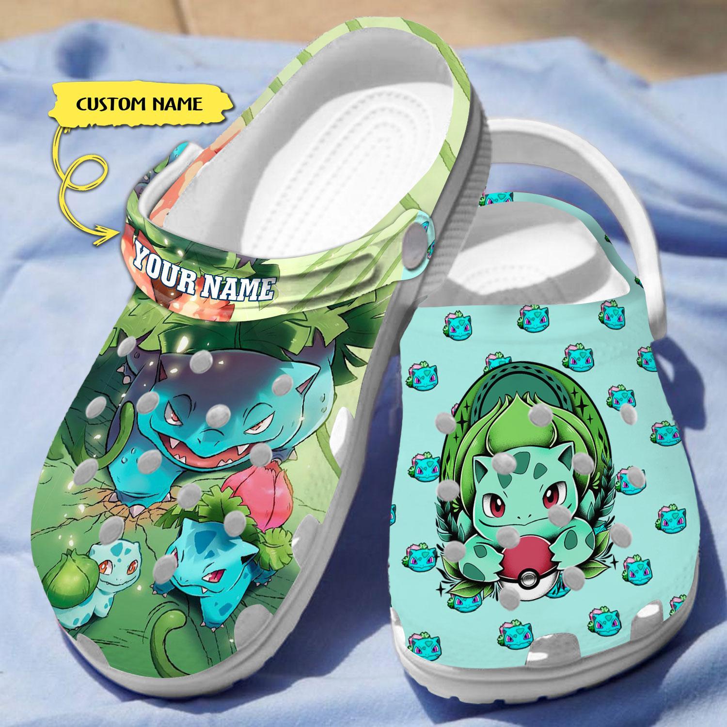 Merchidea Bulbasaur Pokemon Anime Crocs Crocband Clogs Shoes Comfortable For Men Women and Kids