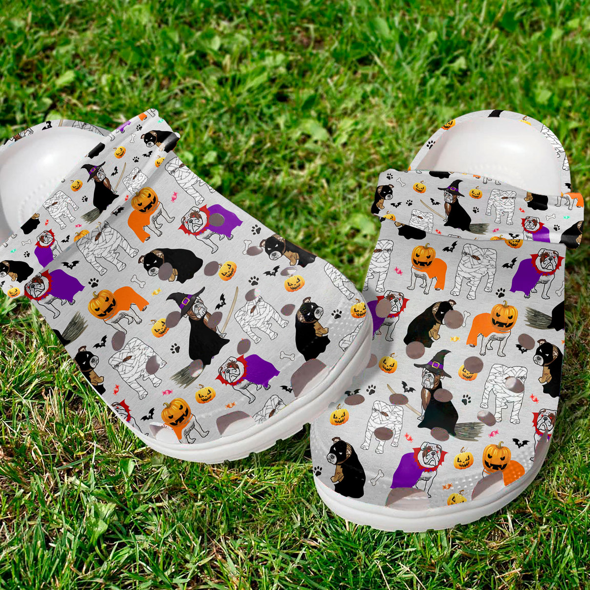 Merchidea Bulldog Halloween Crocs Crocband Clogs Shoes Comfortable For Men Women and Kids