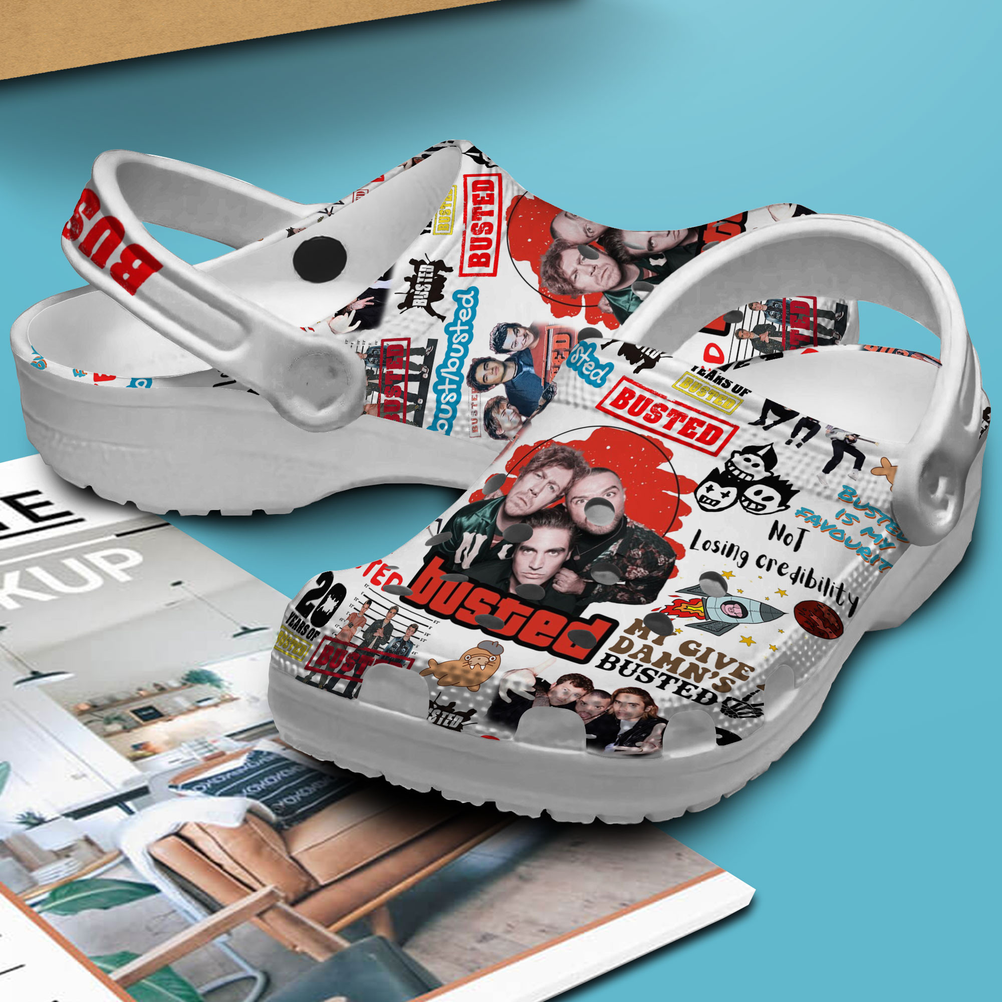 Merchidea Busted Music Crocs Crocband Clogs Shoes Comfortable For Men Women and Kids