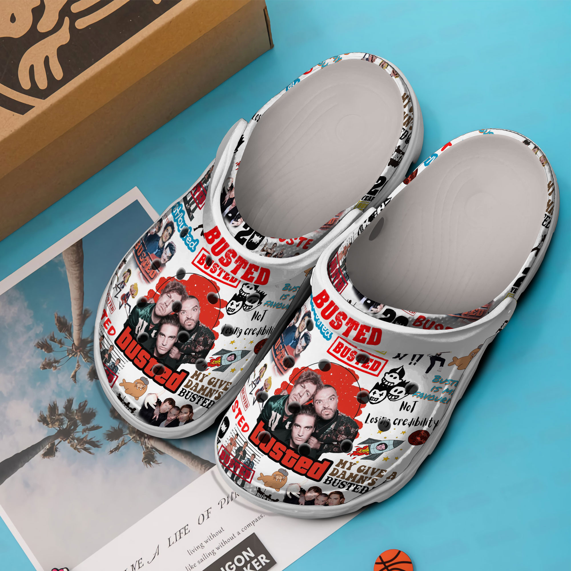 Merchidea Busted Music Crocs Crocband Clogs Shoes Comfortable For Men Women and Kids