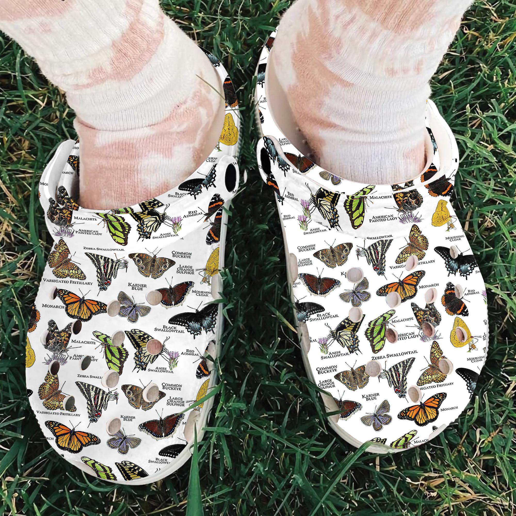 Merchidea Butterflies Collection Crocs Crocband Clogs Shoes Comfortable For Men Women and Kids