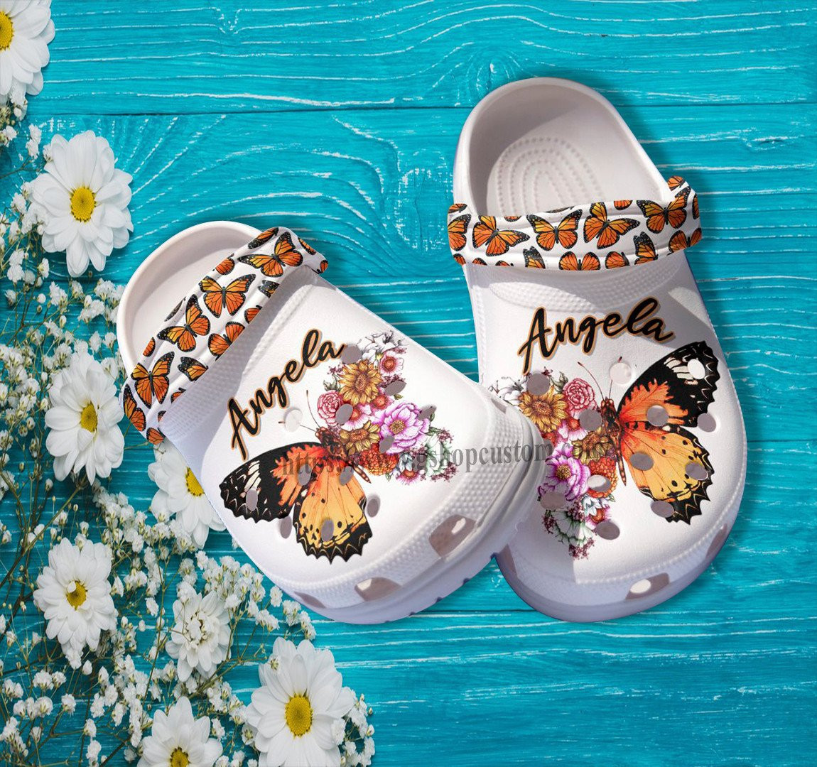 Merchidea Butterfly Flower Croc Shoes For Women Customize- Butterfly Girl Shoes Croc Clogs Gift Daughter