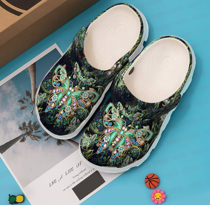 Merchidea Butterfly Green Twinkle Butterflies Clog Shoes