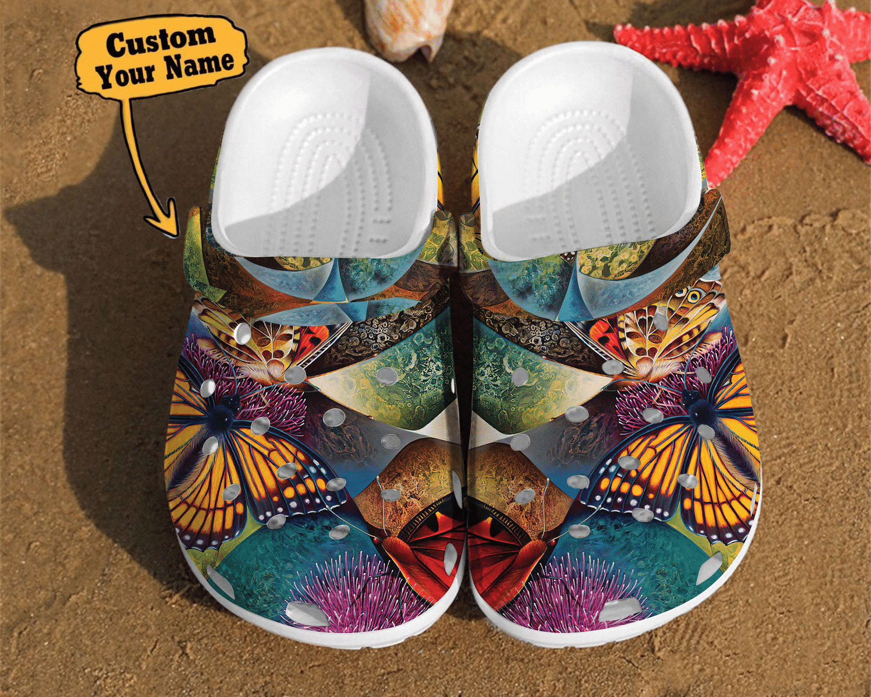 Merchidea Butterfly Illusion Art Watercolor Unisex Birthday Gifts clog Shoes Butterfly