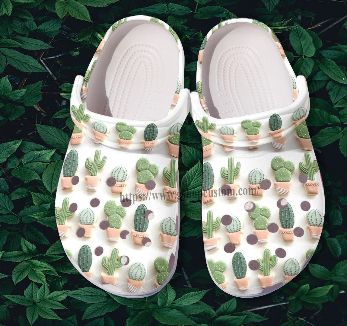 Merchidea Cactus Sticker 3D Cute Shoes Gift Birthday Women- Cactus Garden Workder Shoes Croc Clogs