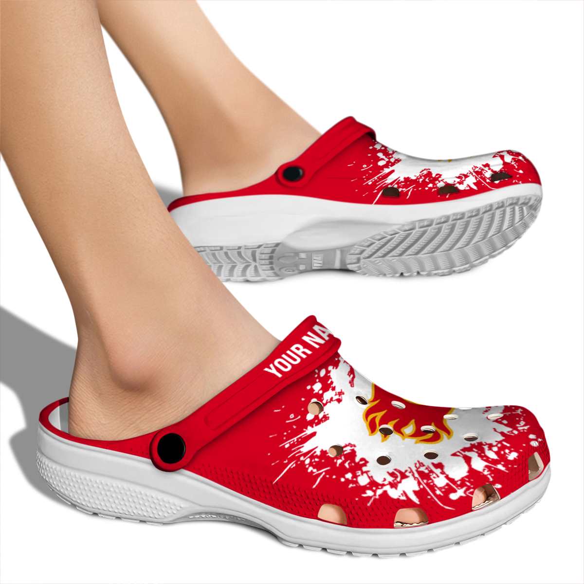 Merchidea Calgary Flames NHL Sport Crocs Crocband Clogs Shoes Comfortable For Men Women and Kids