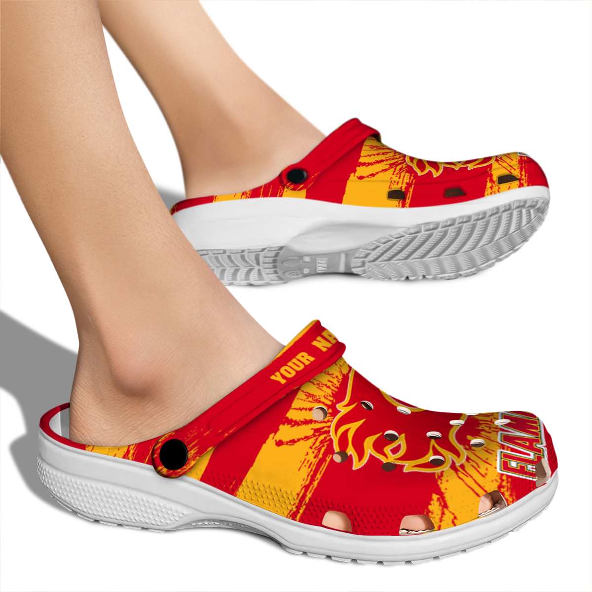 Merchidea Calgary Flames NHL Sport Crocs Crocband Clogs Shoes Comfortable For Men Women and Kids