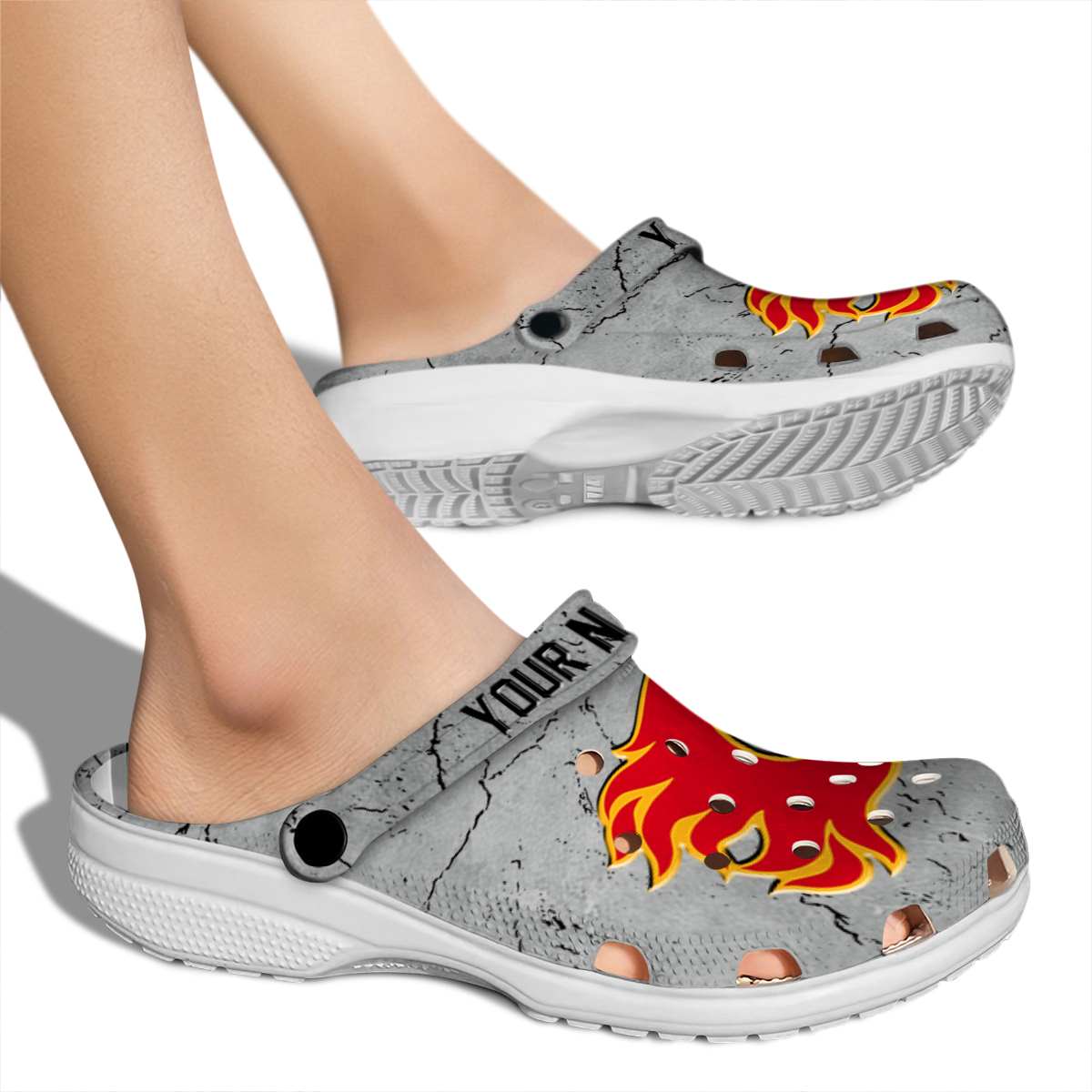 Merchidea Calgary Flames NHL Sport Crocs Crocband Clogs Shoes Comfortable For Men Women and Kids
