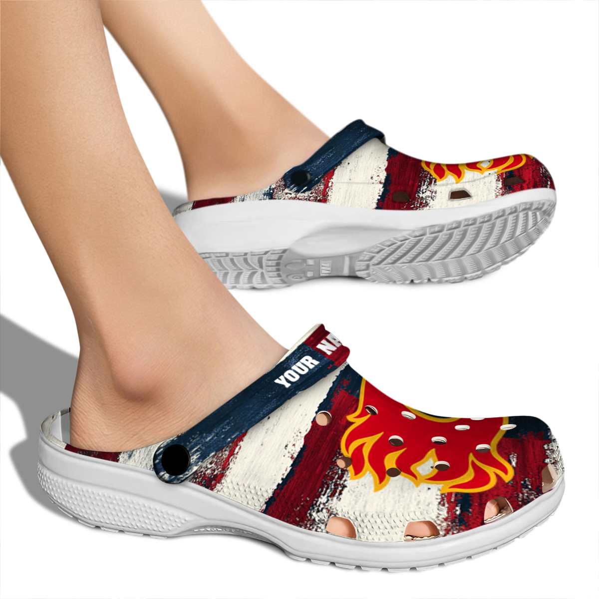 Merchidea Calgary Flames NHL Sport Crocs Crocband Clogs Shoes Comfortable For Men Women and Kids