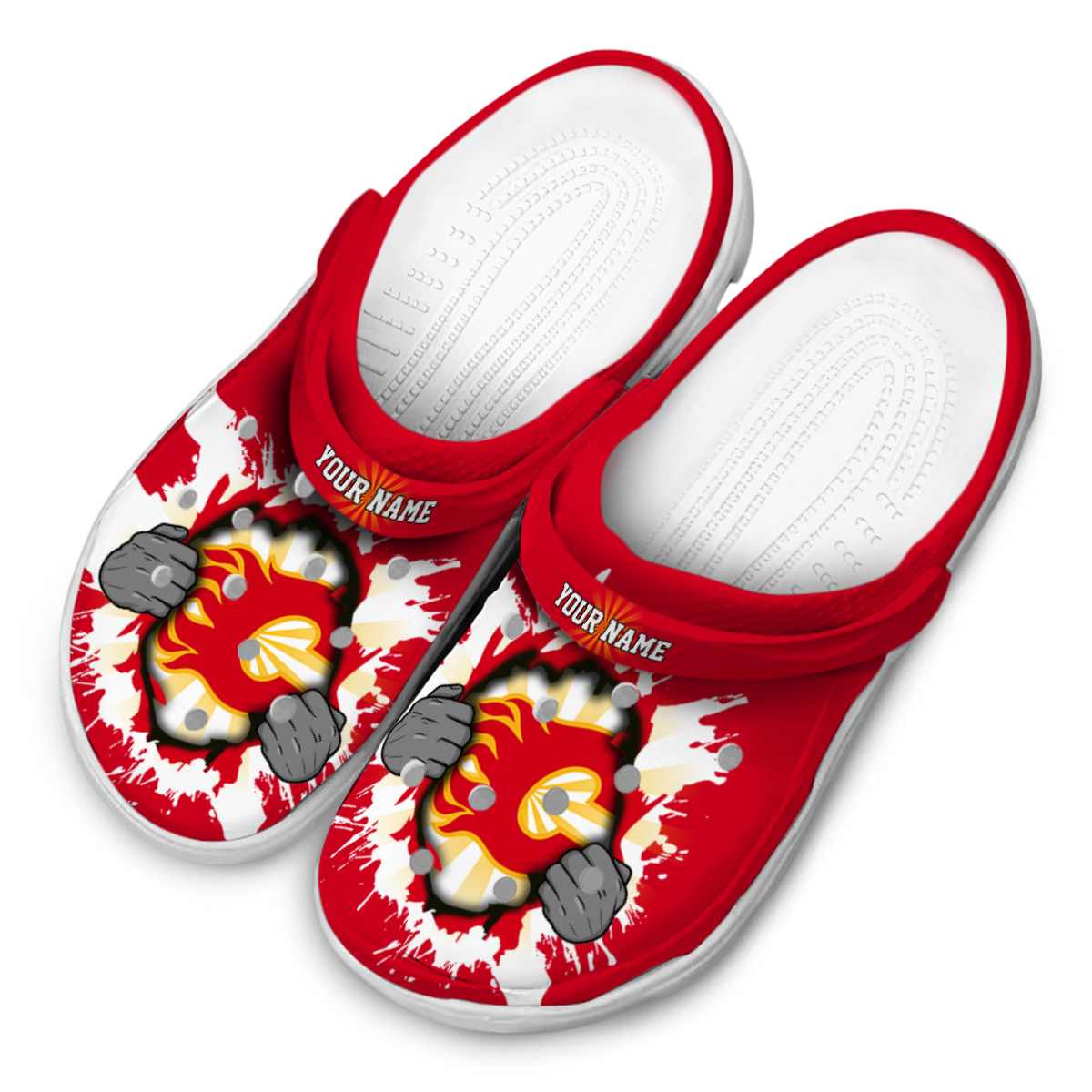 Merchidea Calgary Flames NHL Sport Crocs Crocband Clogs Shoes Comfortable For Men Women and Kids