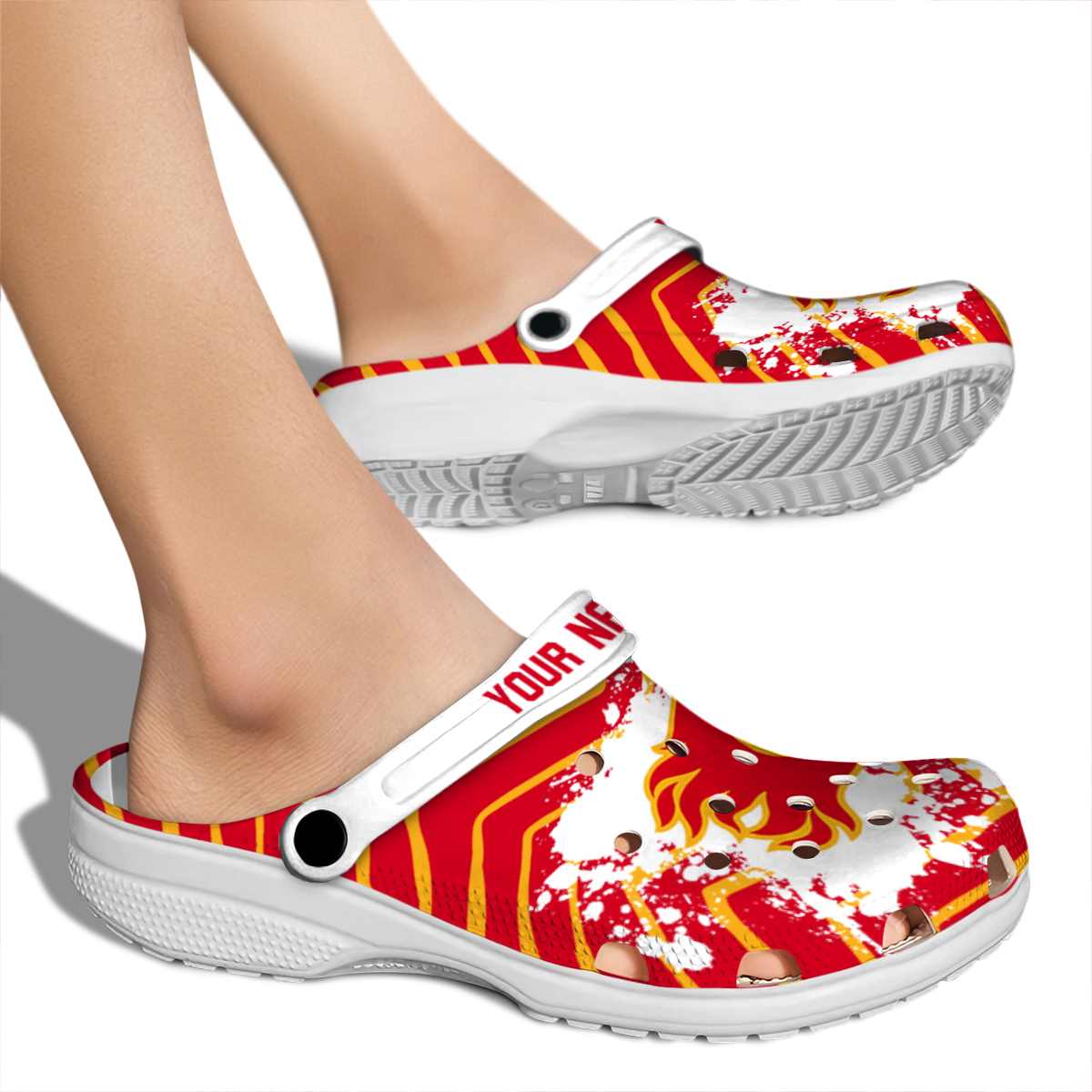 Merchidea Calgary Flames NHL Sport Crocs Crocband Clogs Shoes Comfortable For Men Women and Kids
