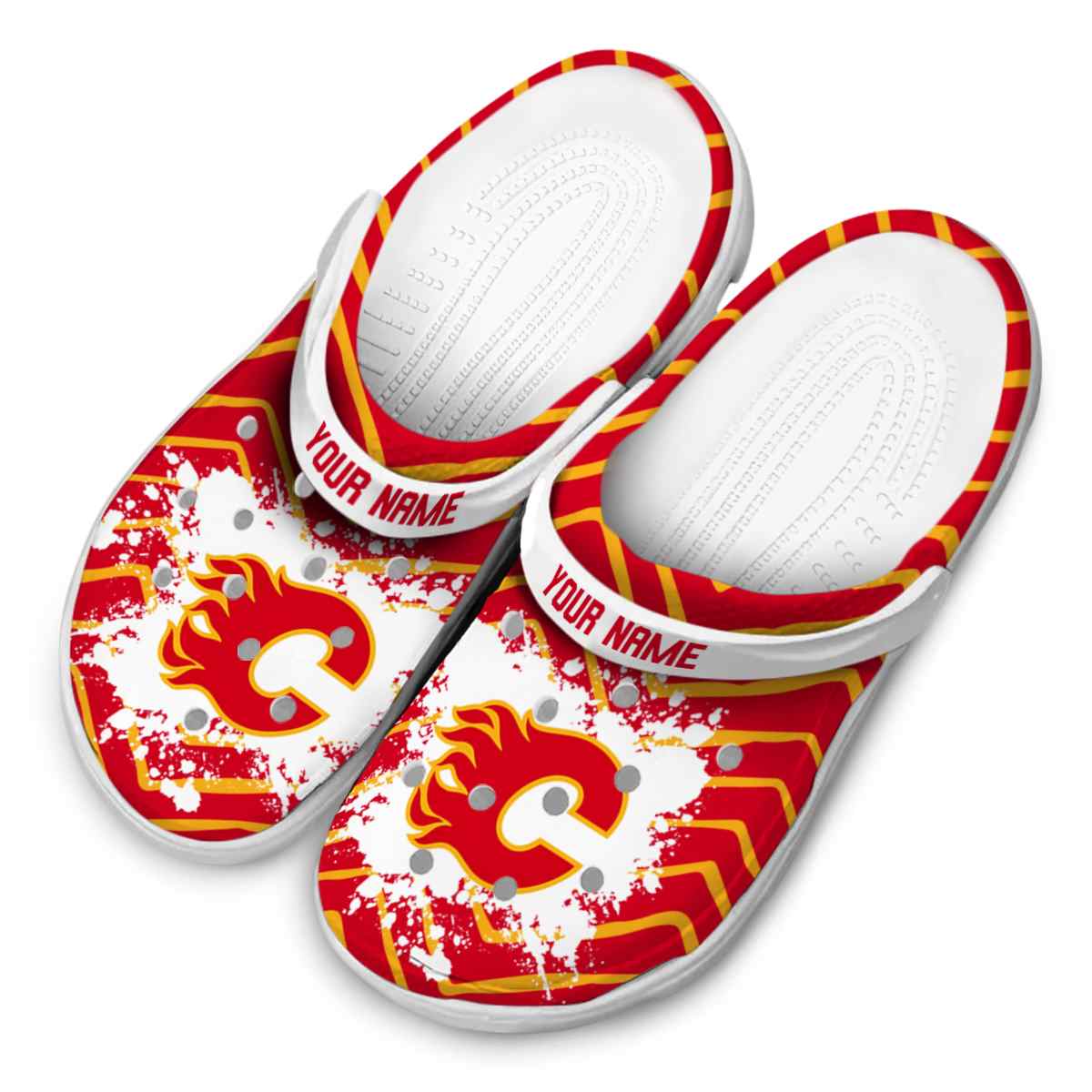 Merchidea Calgary Flames NHL Sport Crocs Crocband Clogs Shoes Comfortable For Men Women and Kids