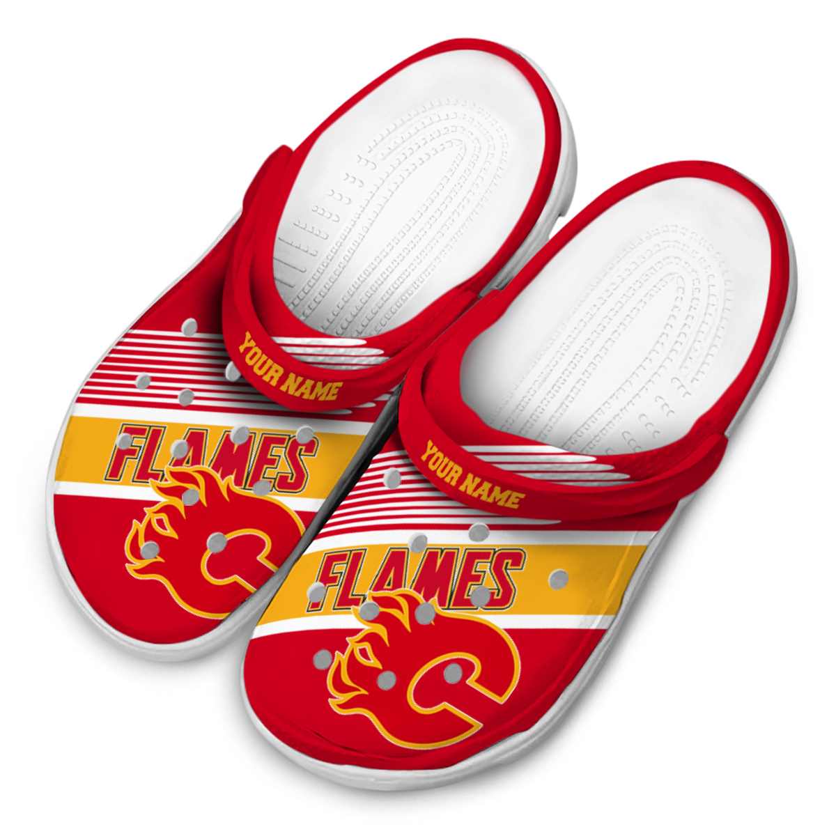 Merchidea Calgary Flames NHL Sport Crocs Crocband Clogs Shoes Comfortable For Men Women and Kids