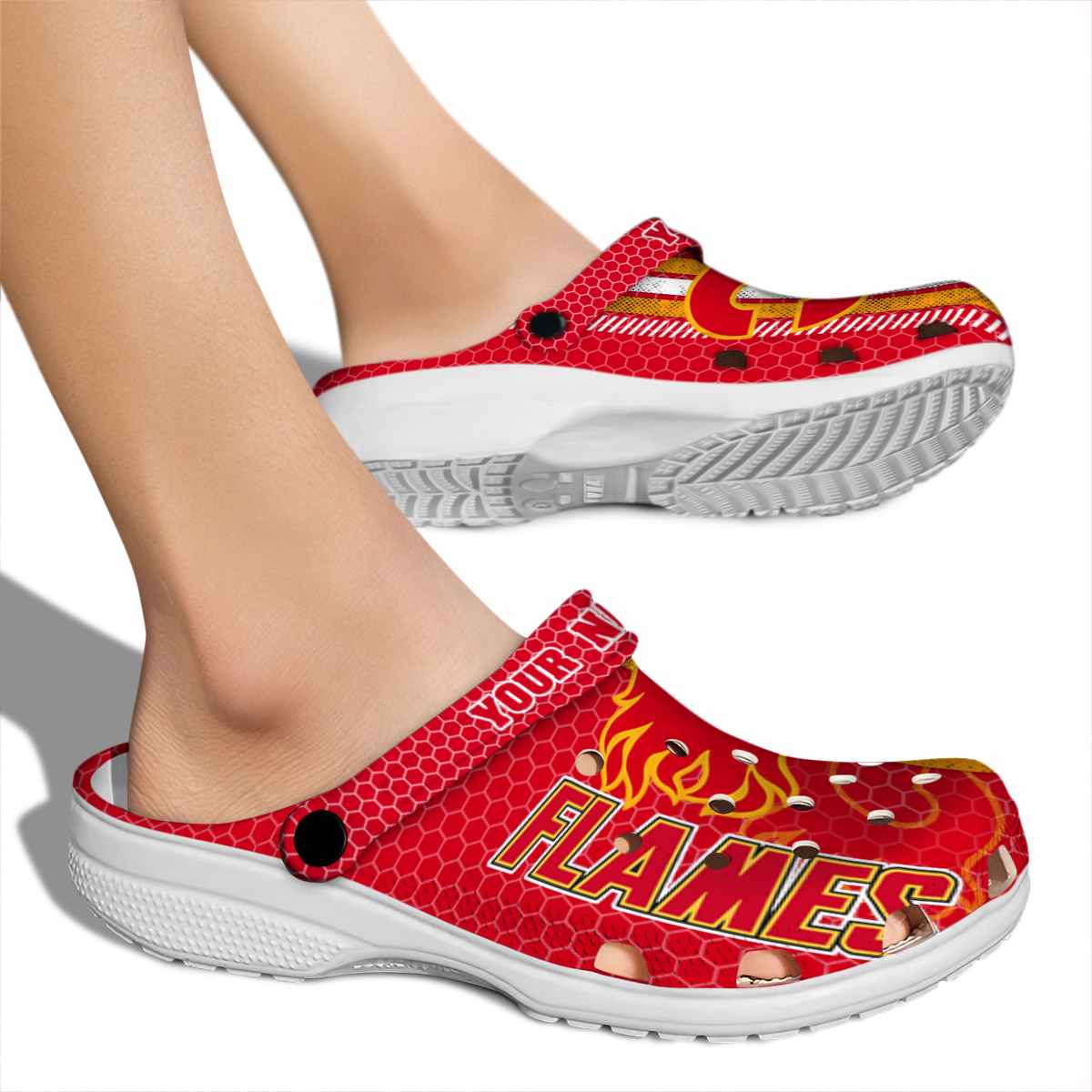 Merchidea Calgary Flames NHL Sport Crocs Crocband Clogs Shoes Comfortable For Men Women and Kids