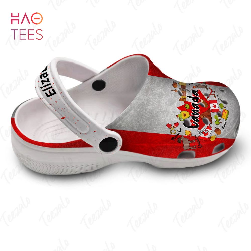 Merchidea Canada Flag Heart With Symbols Crocs Crocband Clogs Shoes Comfortable For Men Women and Kids