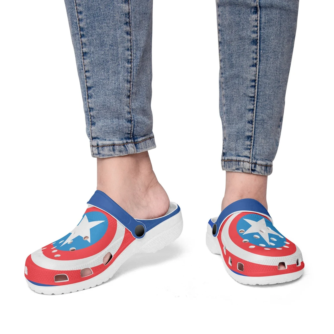 Merchidea Captain America Avengers Movie Crocs Crocband Shoes Clogs Custom Name For Men Women and Kids