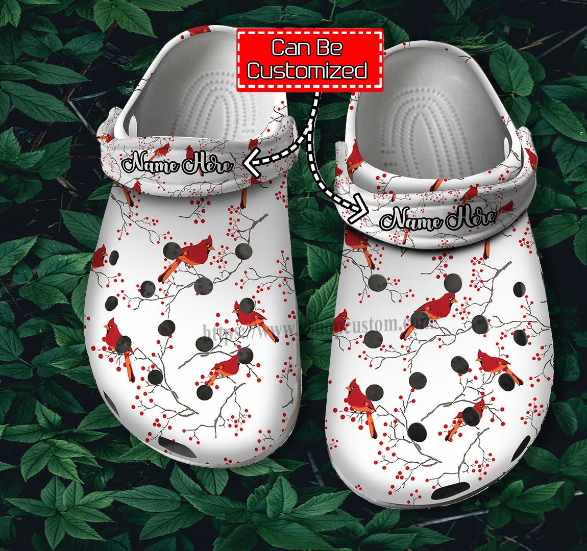 Merchidea Cardinalis Bird Pattern Cute Shoes - Cardinalis Birds Winter Shoes Croc Clogs Customize Name