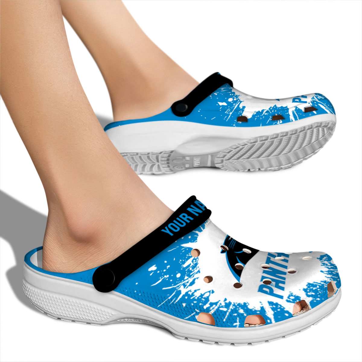 Merchidea Carolina Panthers NFL Sport Crocs Crocband Clogs Shoes Comfortable For Men Women and Kids