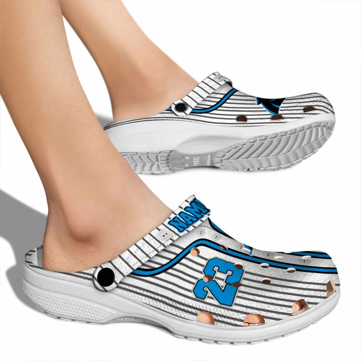 Merchidea Carolina Panthers NFL Sport Crocs Crocband Clogs Shoes Comfortable For Men Women and Kids