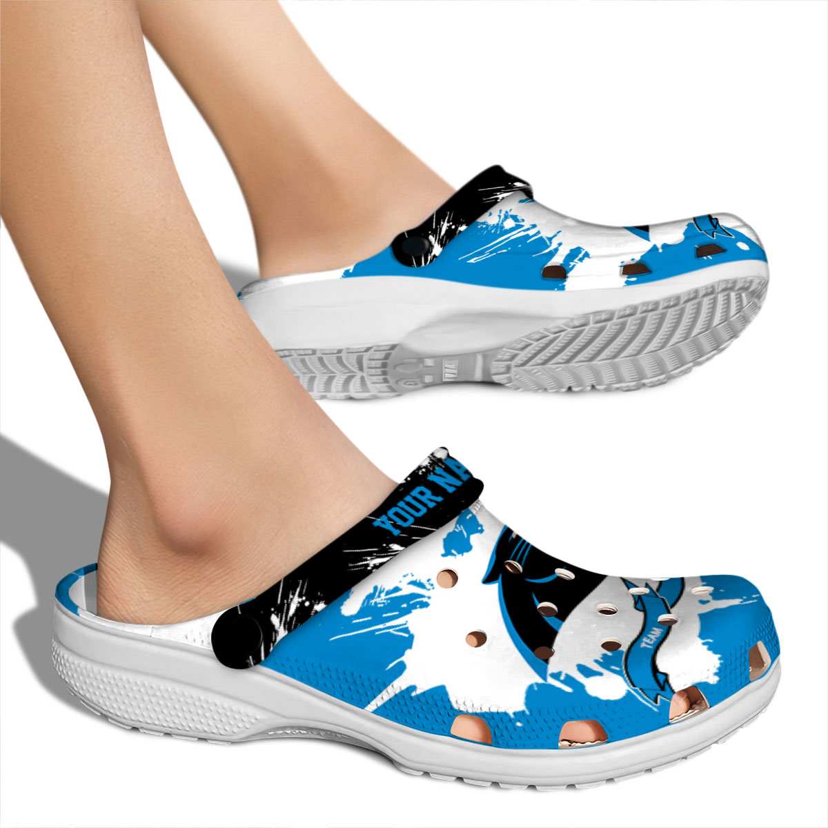 Merchidea Carolina Panthers NFL Sport Crocs Crocband Clogs Shoes Comfortable For Men Women and Kids
