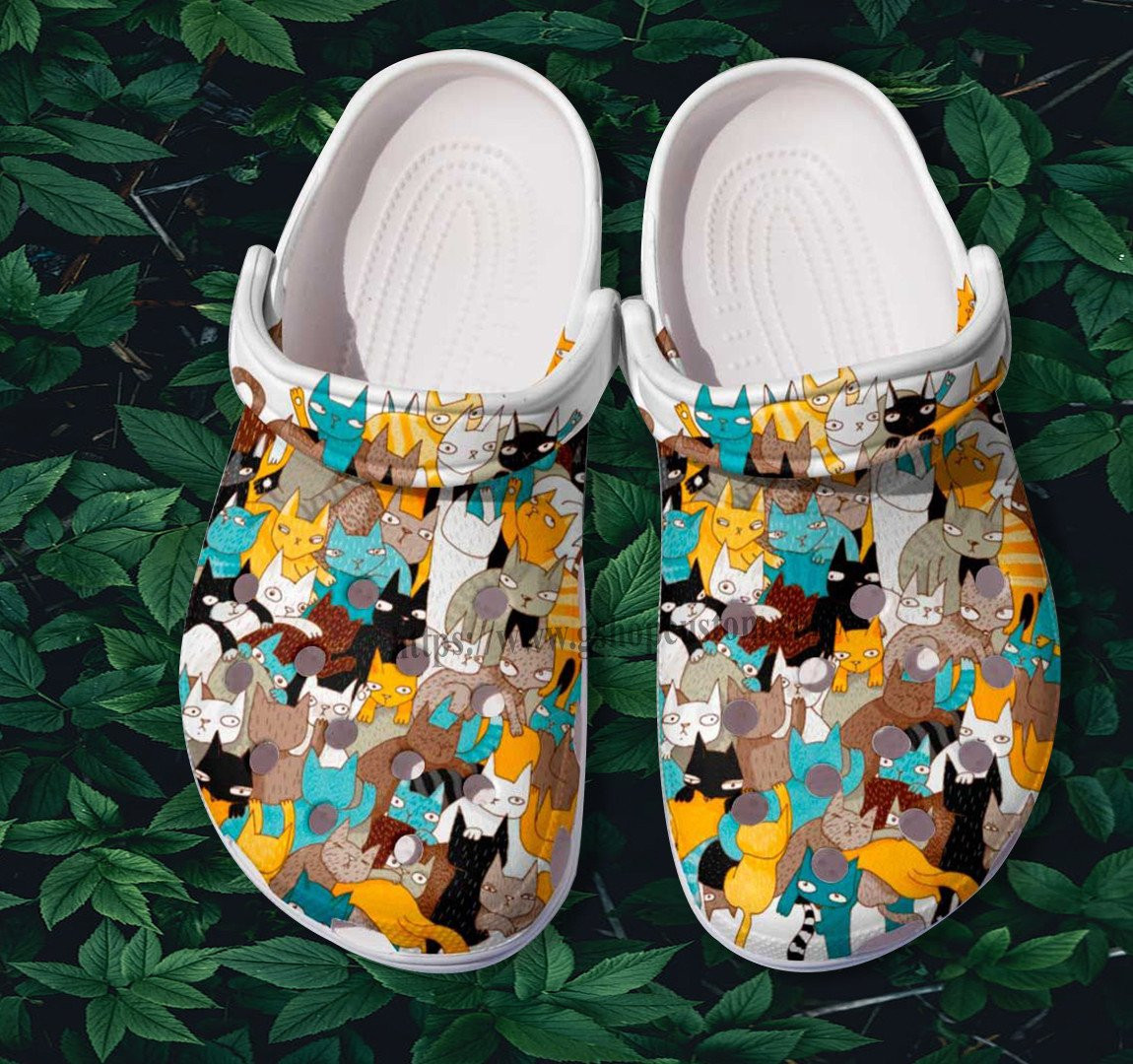 Merchidea Cat Chibi Funny Shoes Gift Women- Cat Pattern Cartoon Shoes Croc Clogs