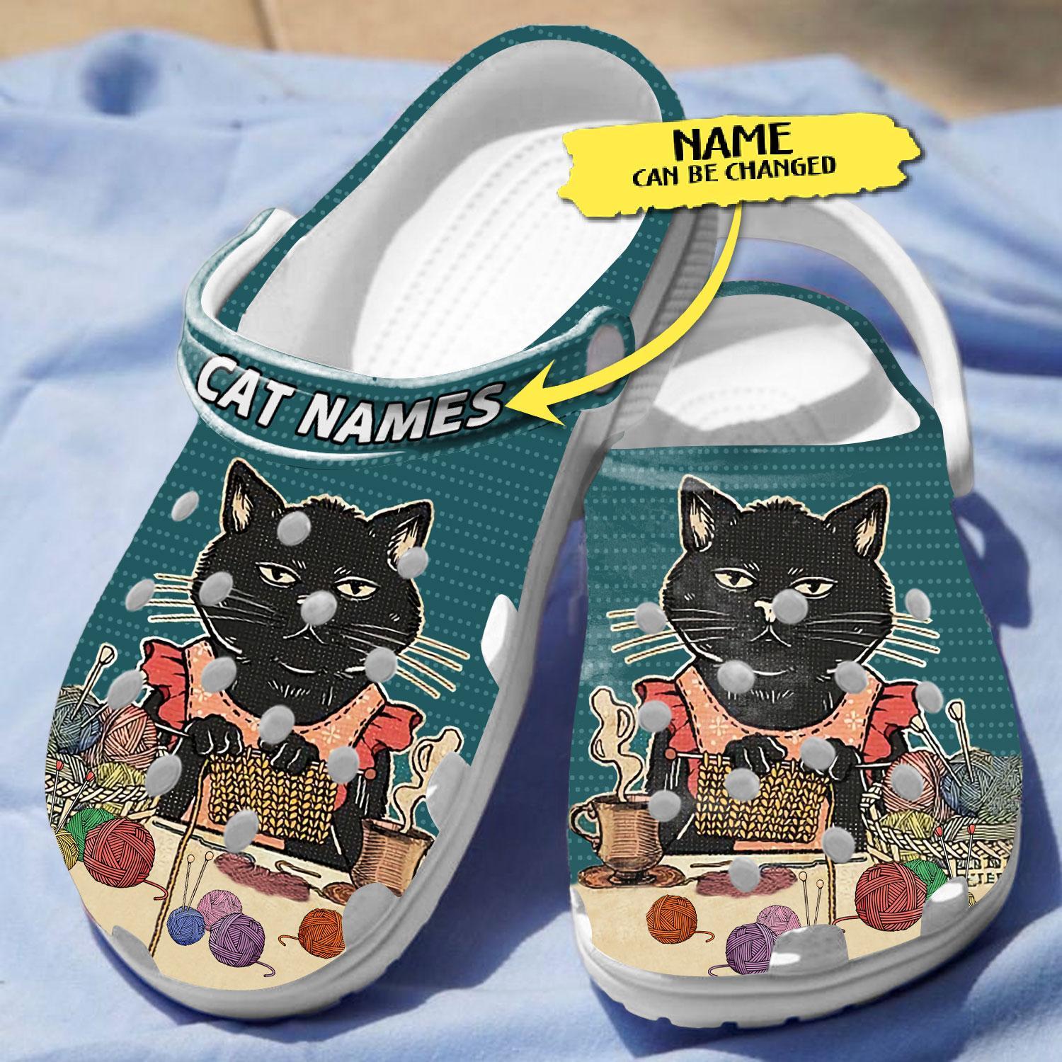 Merchidea Cat Knitting Lover Crocs Crocband Clogs Shoes Comfortable For Men Women and Kids