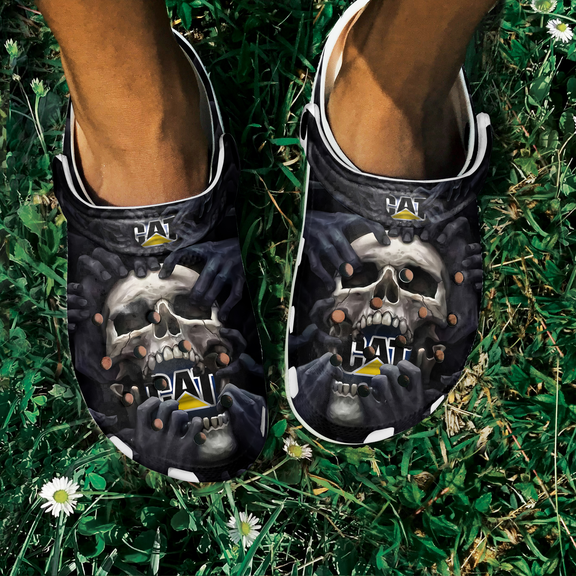 Merchidea Cat Skull Crocs Crocband Clogs Shoes Comfortable For Men Women and Kids