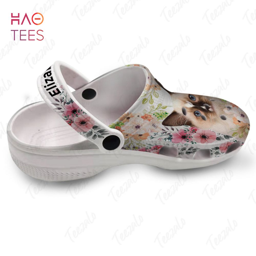 Merchidea Cat With Flower Pattern Animal Crocs Crocband Clogs Shoes Comfortable For Men Women and Kids