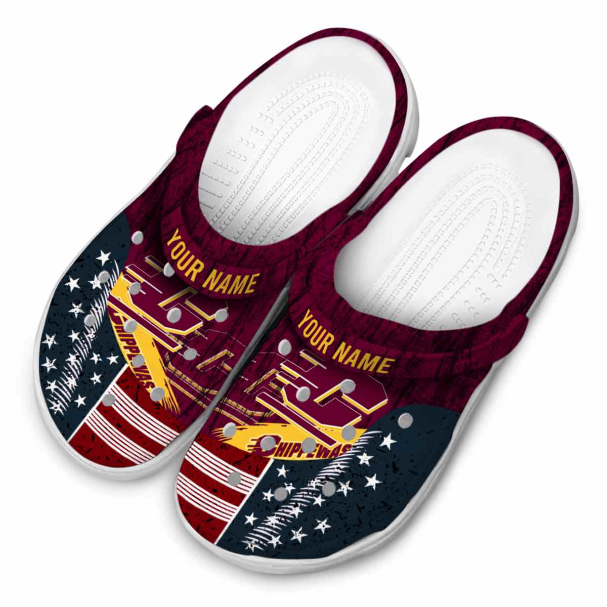 Merchidea Central Michigan Chippewas NCAA Sport Crocs Crocband Clogs Shoes Comfortable For Men Women and Kids