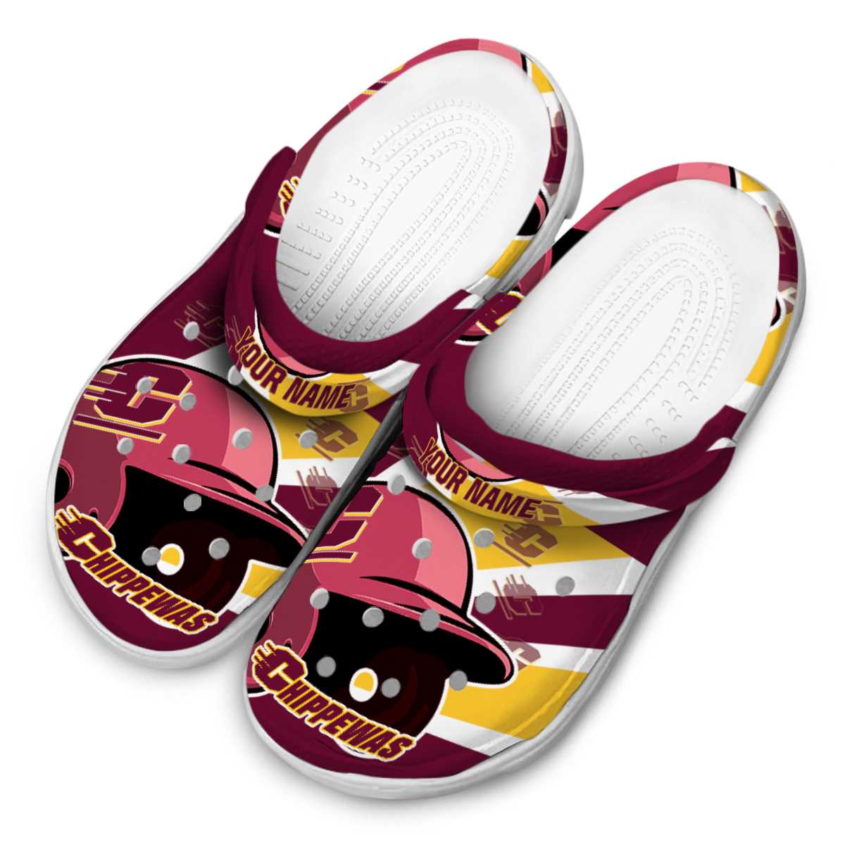 Merchidea Central Michigan Chippewas NCAA Sport Crocs Crocband Clogs Shoes Comfortable For Men Women and Kids