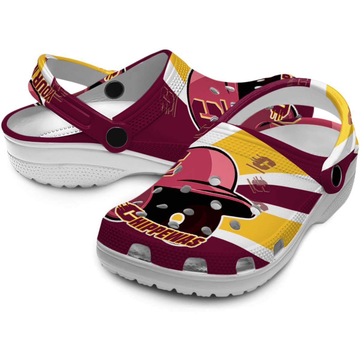 Merchidea Central Michigan Chippewas NCAA Sport Crocs Crocband Clogs Shoes Comfortable For Men Women and Kids