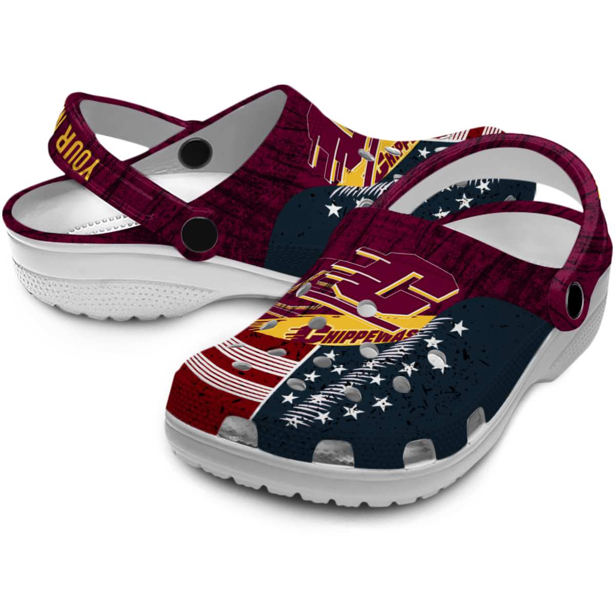 Merchidea Central Michigan Chippewas NCAA Sport Crocs Crocband Clogs Shoes Comfortable For Men Women and Kids