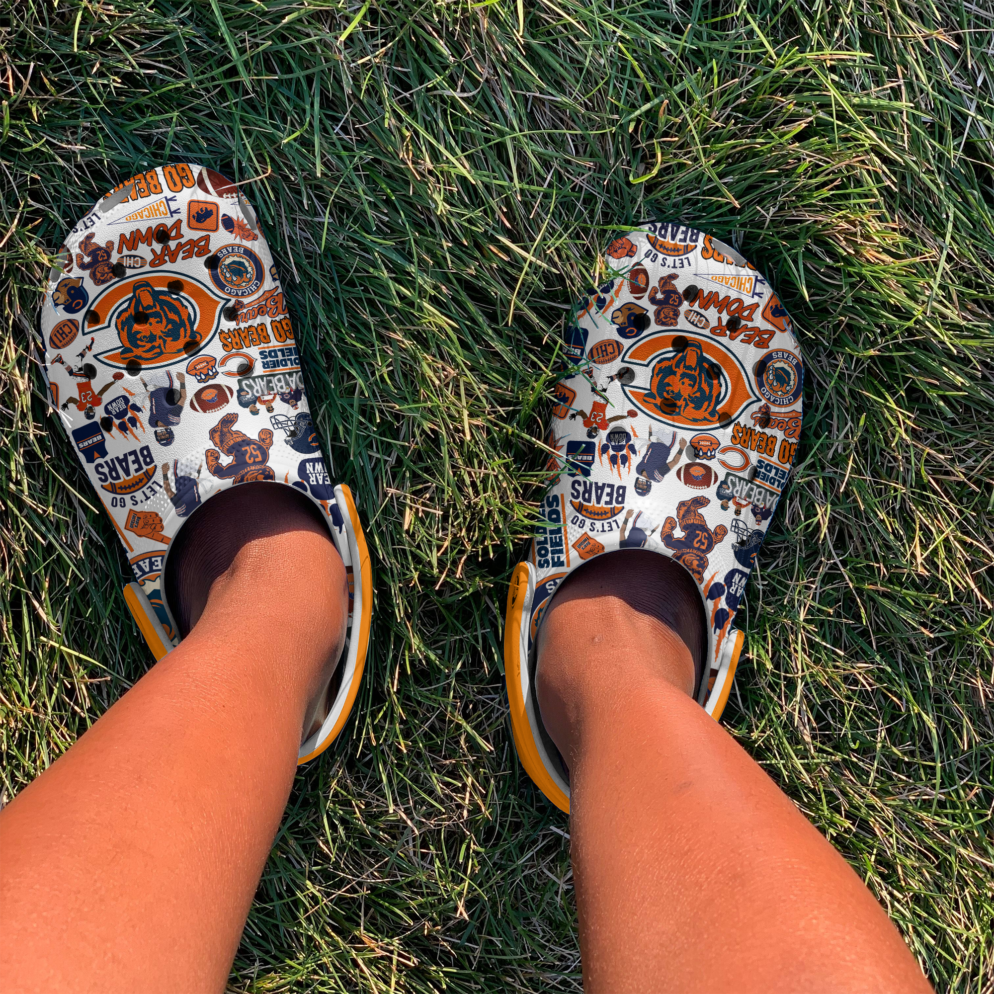 Merchidea Chicago Bears NFL Sport Crocs Crocband Clogs Shoes Comfortable For Men Women and Kids