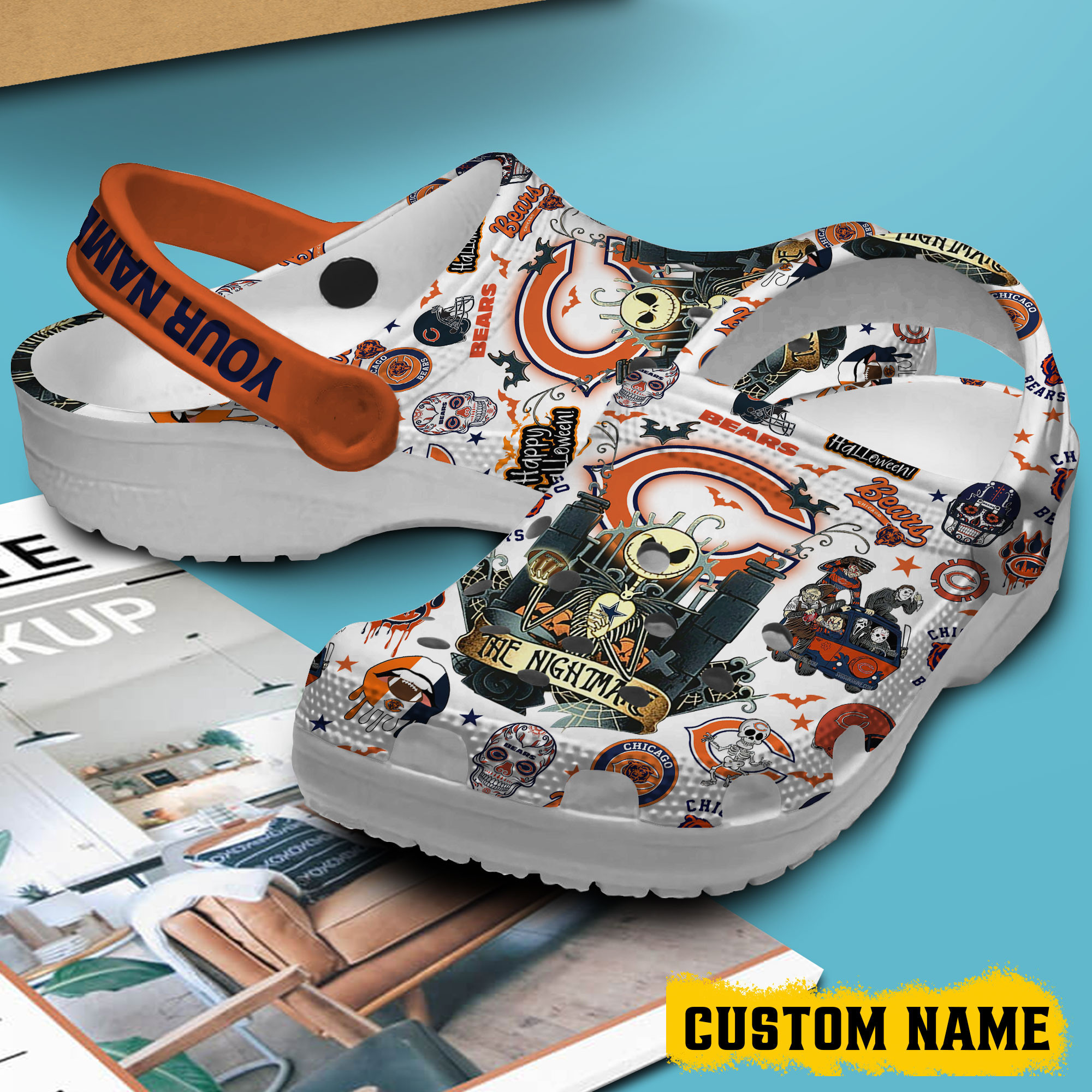 Merchidea Chicago Bears NFL Sport Crocs Crocband Clogs Shoes Comfortable For Men Women and Kids