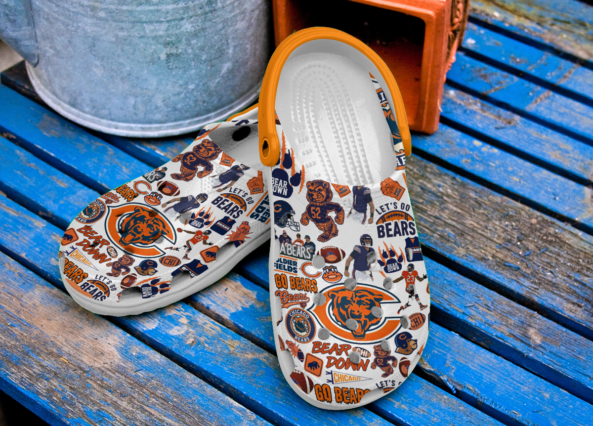 Merchidea Chicago Bears NFL Sport Crocs Crocband Clogs Shoes Comfortable For Men Women and Kids