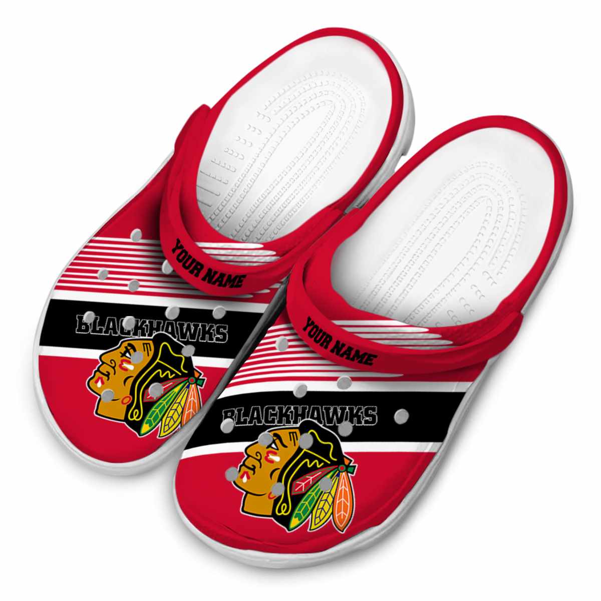 Merchidea Chicago Blackhawks NHL Sport Crocs Crocband Clogs Shoes Comfortable For Men Women and Kids