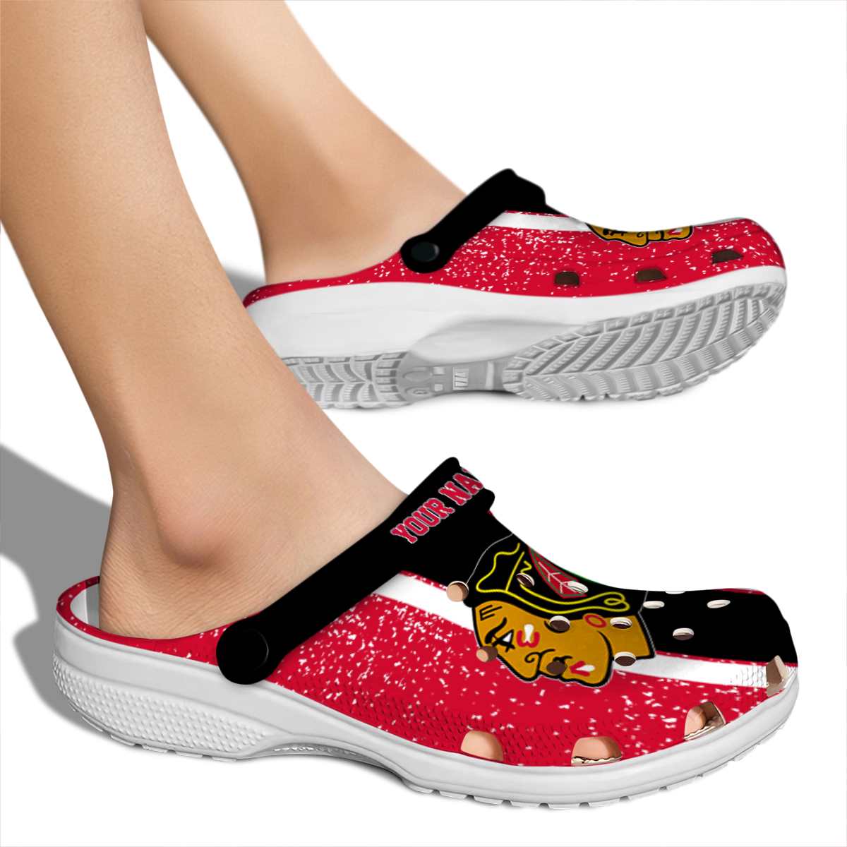 Merchidea Chicago Blackhawks NHL Sport Crocs Crocband Clogs Shoes Comfortable For Men Women and Kids