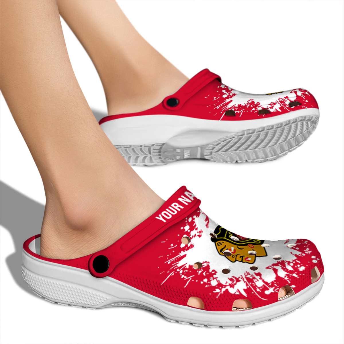 Merchidea Chicago Blackhawks NHL Sport Crocs Crocband Clogs Shoes Comfortable For Men Women and Kids