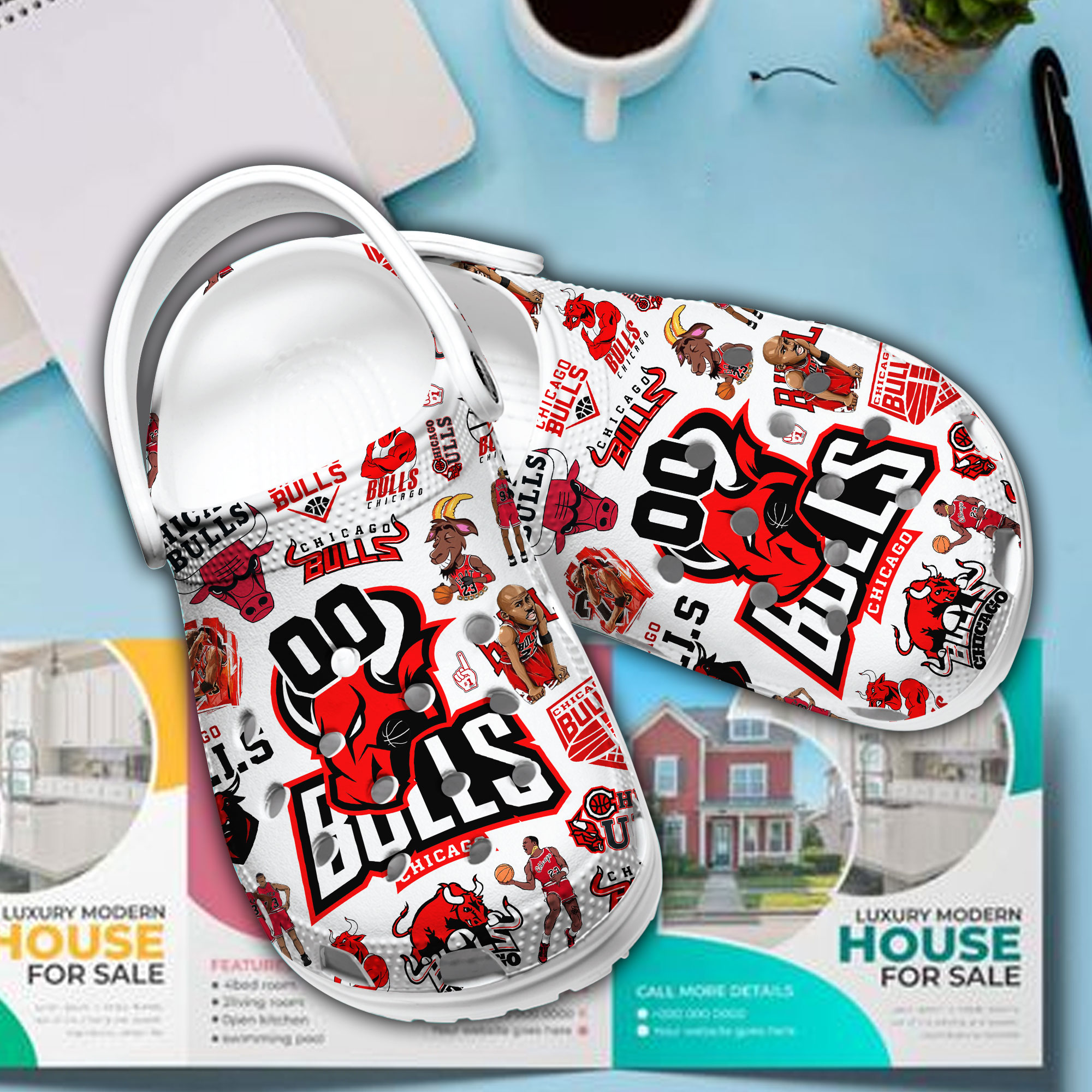 Merchidea Chicago Bulls NBA Sport Crocs Clogs Crocband Shoes For Men Women and Kids