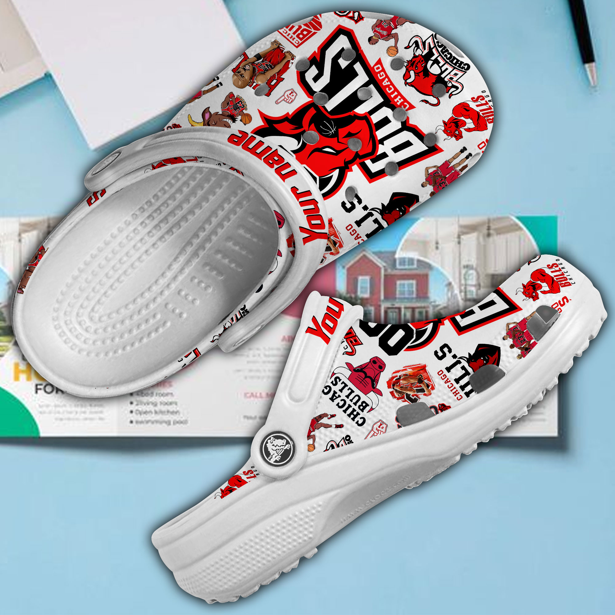 Merchidea Chicago Bulls NBA Sport Crocs Clogs Crocband Shoes For Men Women and Kids