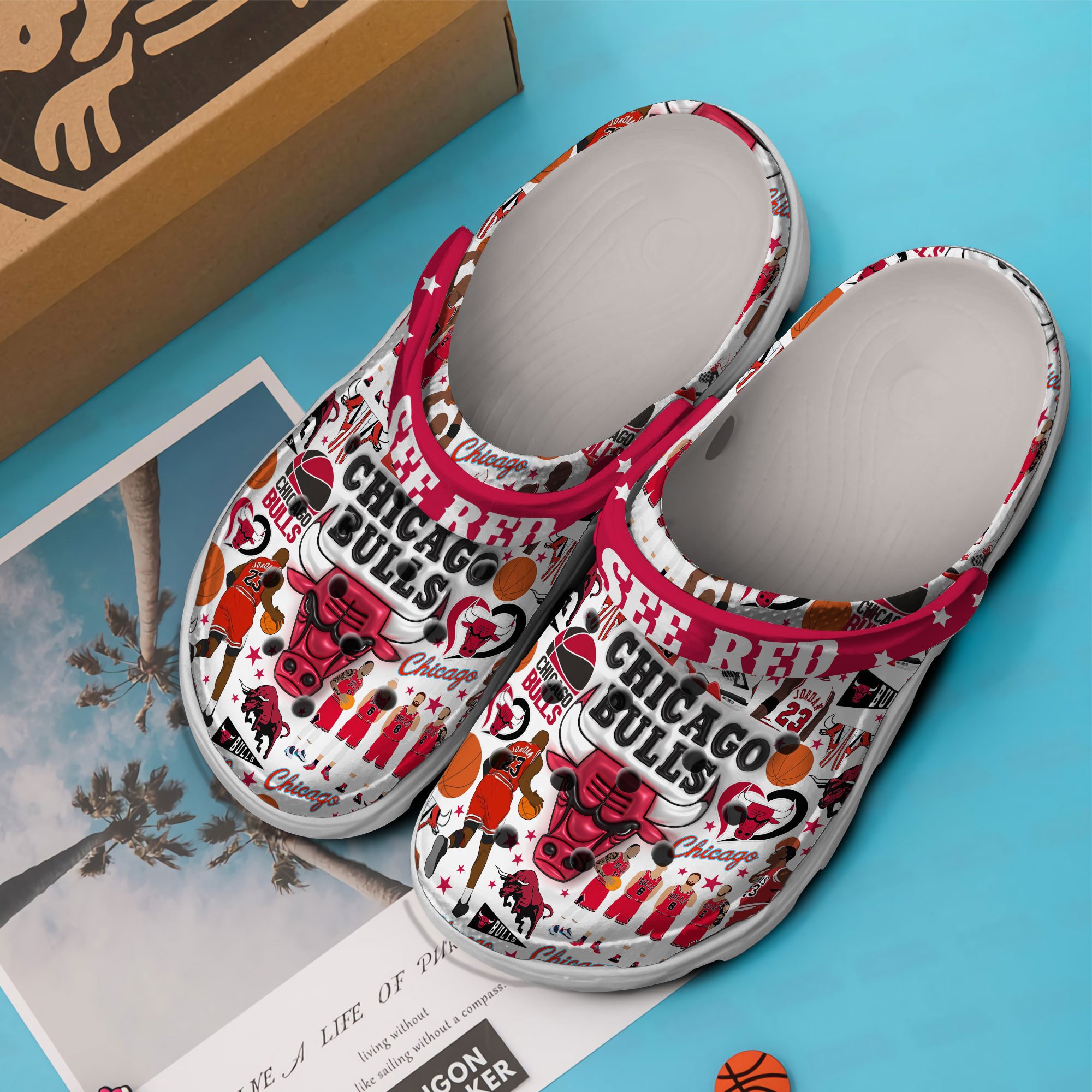 Merchidea Chicago Bulls NBA Sport Crocs Crocband Clogs Shoes Comfortable For Men Women and Kids